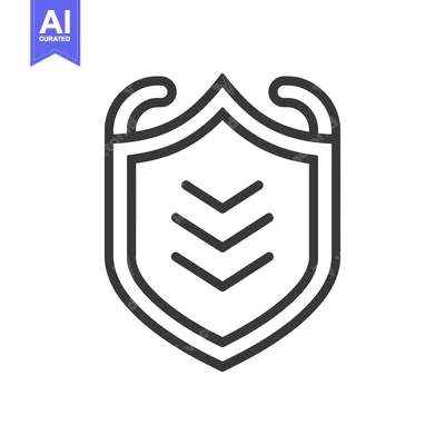 Aset premium populer: Black and White Shield Icon with Three Downward Arrows