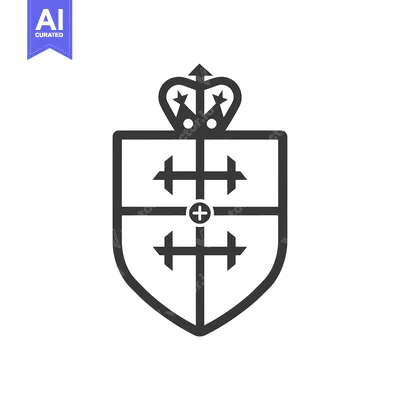 Aset premium populer: Black and White Shield with Crown and Cross Design