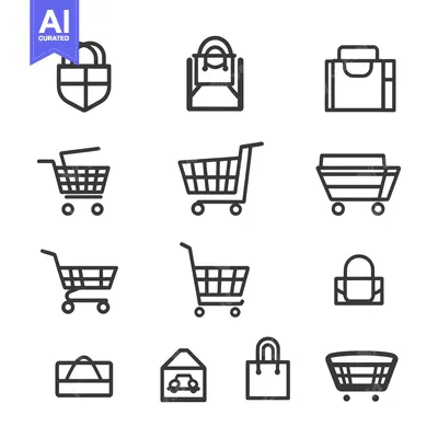 Popular premium asset: Black and White Shopping Cart and Bag Icons