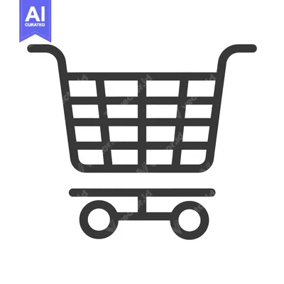 Aset desain premium: Black and White Shopping Cart Icon
