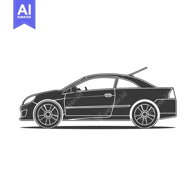 Aset premium populer: Black and White Side View Illustration of a Car