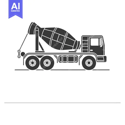 Popular premium asset: Black and White Side View of a Cement Mixer Truck