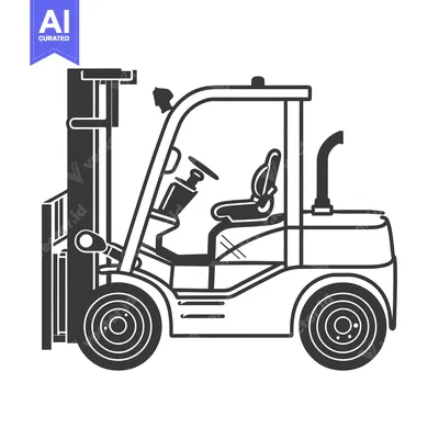 Popular premium asset: Black and White Side View of a Forklift