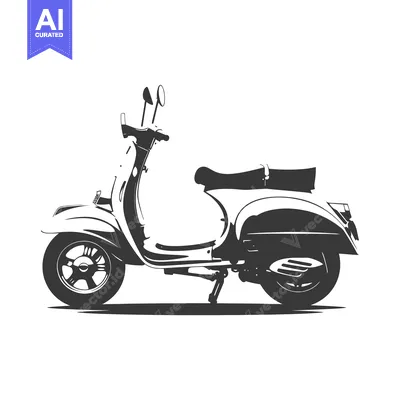 Aset premium populer: Black and white silhouette illustration of a classic scooter