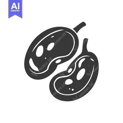 Premium design asset: Black and white silhouette illustration of a pair of kidneys