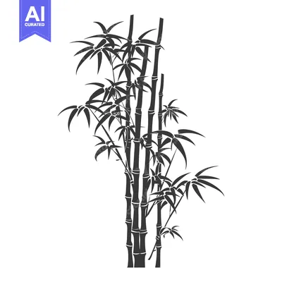 Popular premium asset: Black and White Silhouette of a Bamboo Plant