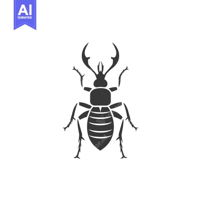 Premium design asset: Black and White Silhouette of a Beetle with Long Antennae