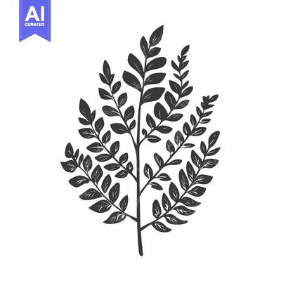 Popular premium asset: Black and White Silhouette of a Branch with Leaves