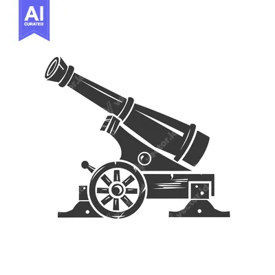 Popular premium asset: Black and White Silhouette of a Cannon with a Wheel