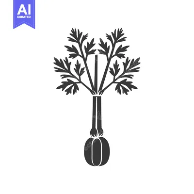 Aset desain premium: Black and White Silhouette of a Celery Plant