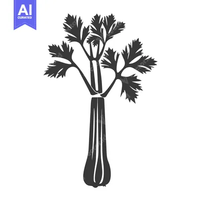 Aset premium populer: Black and White Silhouette of a Celery Stalk