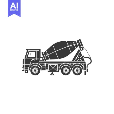 Premium design asset: Black and White Silhouette of a Cement Mixer Truck