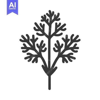 Premium design asset: Black and white silhouette of a cilantro plant