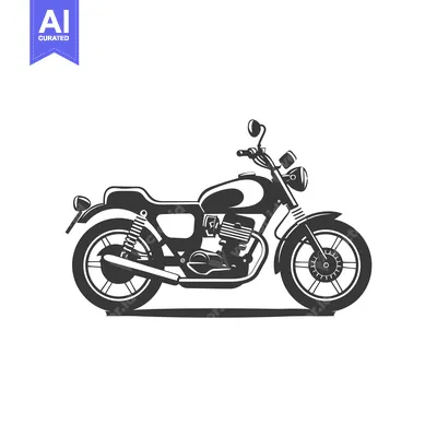 Premium design asset: Black and White Silhouette of a Classic Motorcycle