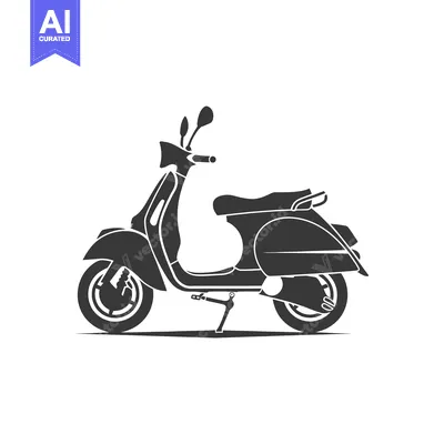 Aset desain premium: Black and White Silhouette of a Classic Scooter