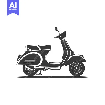 Aset desain premium: Black and White Silhouette of a Classic Scooter