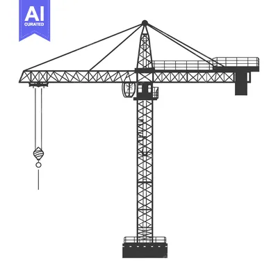 Aset desain premium: Black and White Silhouette of a Construction Crane