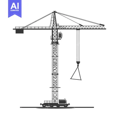 Aset desain premium: Black and White Silhouette of a Construction Crane