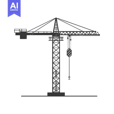 Aset premium populer: Black and White Silhouette of a Construction Crane