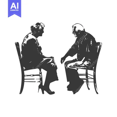 Popular premium asset: Black and White Silhouette of a Couple Sitting in Chairs