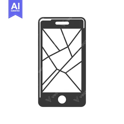 Aset premium populer: Black and White Silhouette of a Cracked Smartphone Screen