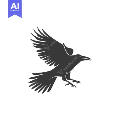 Aset premium populer: Black and white silhouette of a crow in flight
