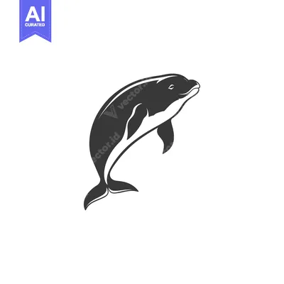 Aset premium populer: Black and White Silhouette of a Dolphin Jumping Out of Water