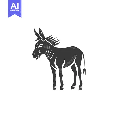 Premium design asset: Black and White Silhouette of a Donkey
