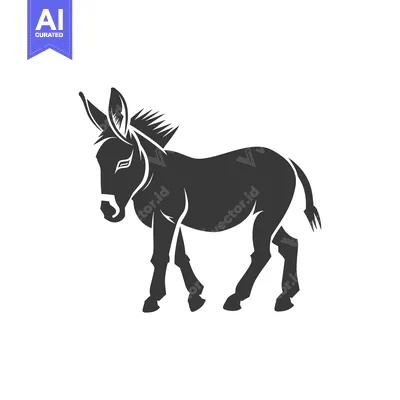 Premium design asset: Black and White Silhouette of a Donkey Standing