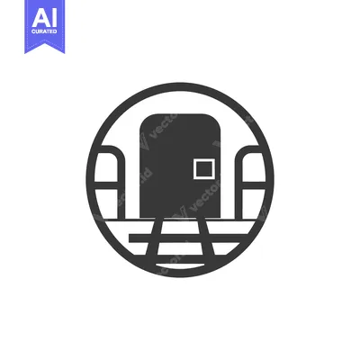 Aset premium populer: Black and White Silhouette of a Doorway with Tracks in a Circle