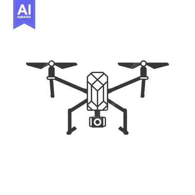Aset desain premium: Black and white silhouette of a drone with four propellers
