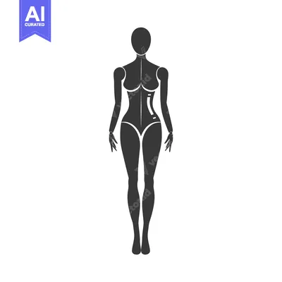 Popular premium asset: Black and white silhouette of a female mannequin