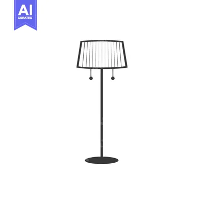 Aset premium populer: Black and White Silhouette of a Floor Lamp with a Striped Shade