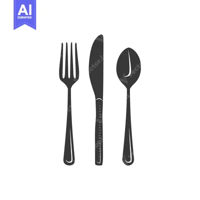 Aset premium populer: Black and white silhouette of a fork, knife, and spoon