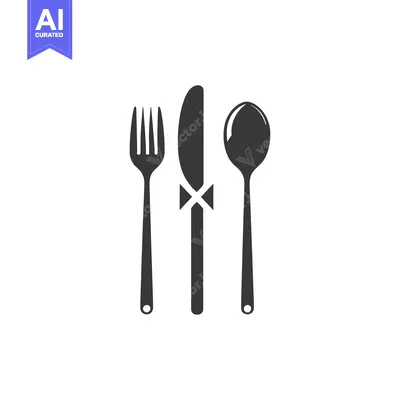 Aset premium populer: Black and white silhouette of a fork, knife, and spoon