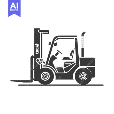 Aset desain premium: Black and White Silhouette of a Forklift