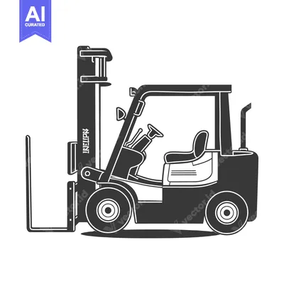 Aset desain premium: Black and White Silhouette of a Forklift