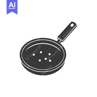 Premium design asset: Black and White Silhouette of a Frying Pan with a Handle