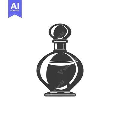 Premium design asset: Black and White Silhouette of a Glass Perfume Bottle
