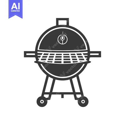 Aset premium populer: Black and white silhouette of a grill with wheels