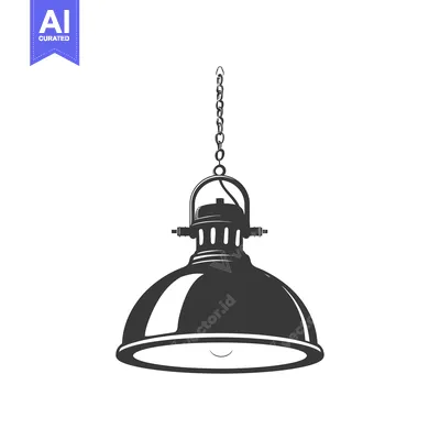 Aset premium populer: Black and White Silhouette of a Hanging Industrial Light Fixture