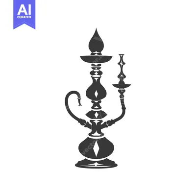 Black and White Silhouette of a Hookah