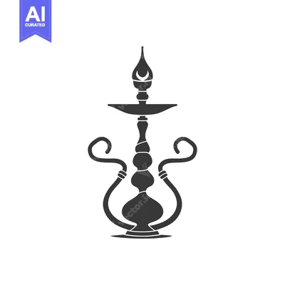 Aset desain premium: Black and White Silhouette of a Hookah