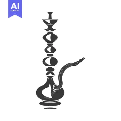 Black and White Silhouette of a Hookah