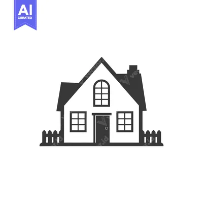 Aset premium populer: Black and White Silhouette of a House with a Fence