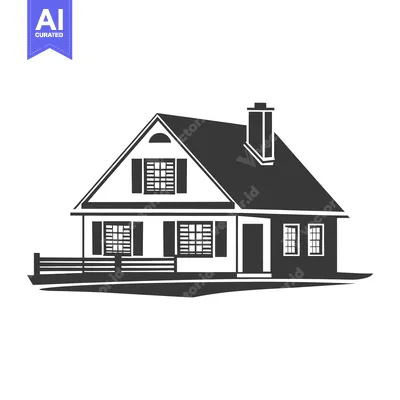 Popular premium asset: Black and White Silhouette of a House with Shutters