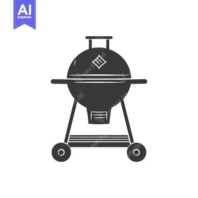 Aset premium populer: Black and White Silhouette of a Kettle Barbecue Grill