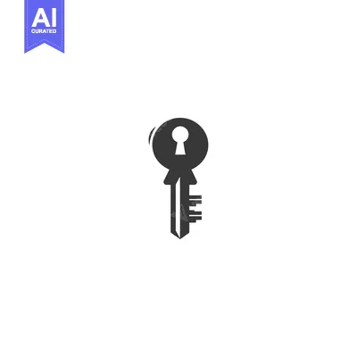 Aset desain premium: Black and White Silhouette of a Key with a Keyhole in the Head