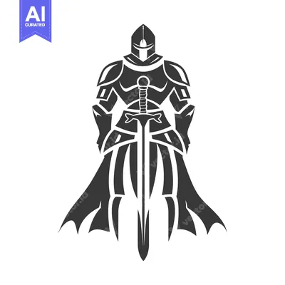 Popular premium asset: Black and White Silhouette of a Knight Holding a Sword