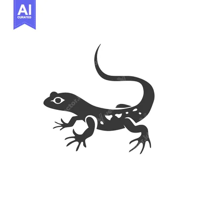 Aset desain premium: Black and White Silhouette of a Lizard